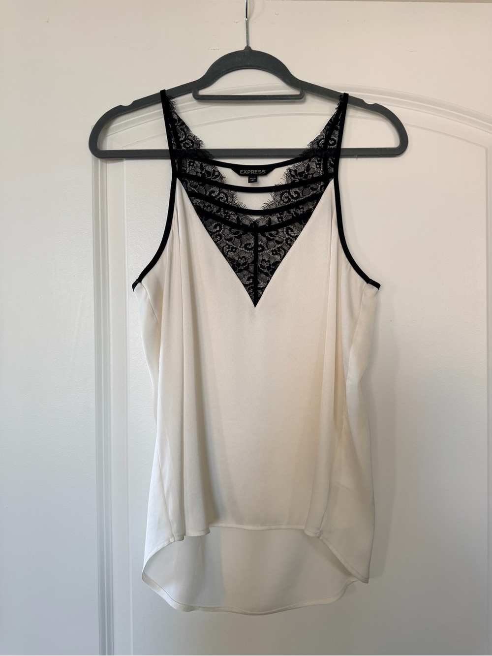 Express White Camisole with Black Lace Inset